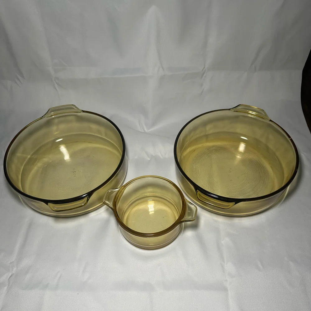Vintage Pry-O-Rey Yellow Casserole Set